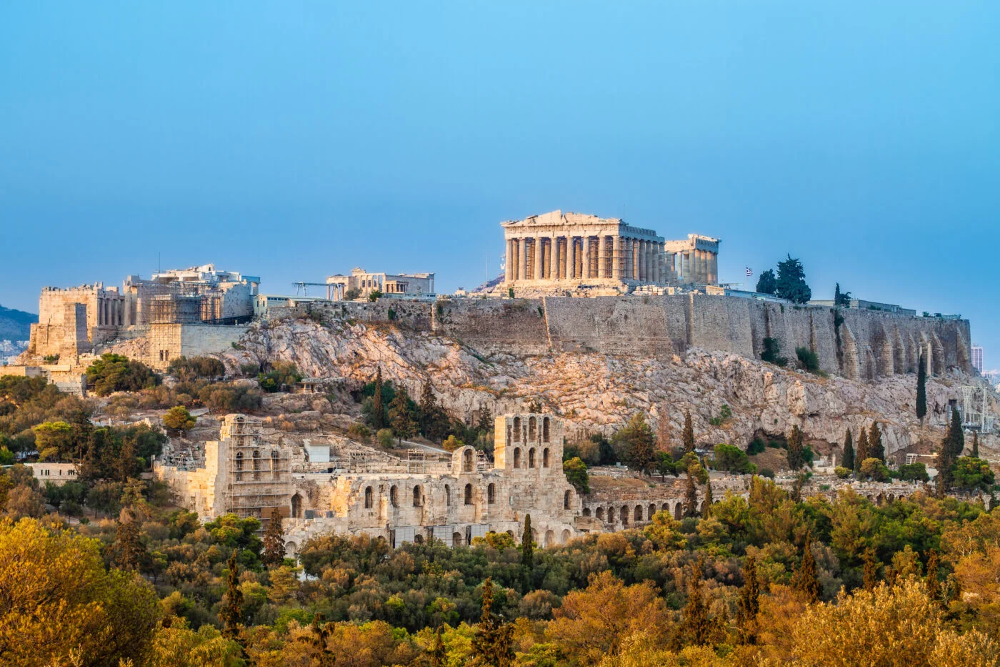 Acropolis and Parthenon overlooking Athens, Greece